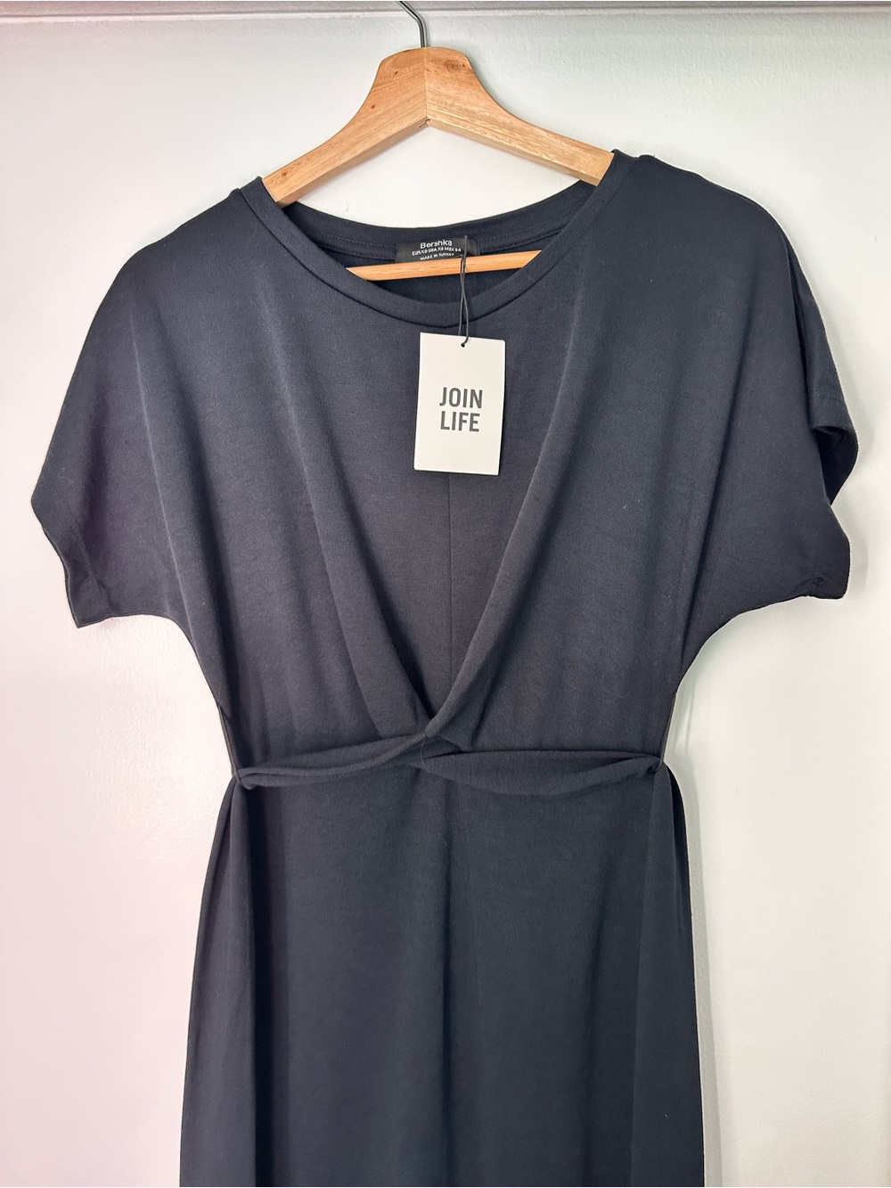 Bershka Black Wrap-Style Maxi Dress
